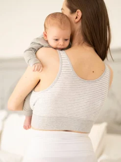 Seraphine Grey Stripe & White Maternity & Nursing Seamless Sleep Bras 2 Pack Grey Stripe & White Best
