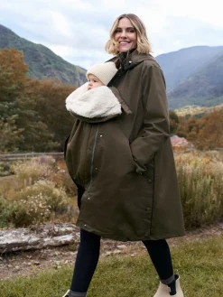 Seraphine 3 in 1 Maternity & Babywearing Parka with Borg Lining Khaki