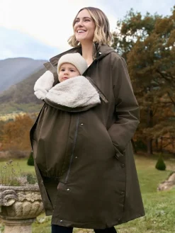 Seraphine 3 in 1 Maternity & Babywearing Parka with Borg Lining Khaki