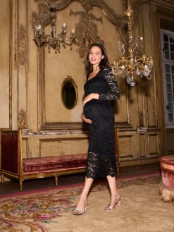Seraphine Maternity Black Lace Bodycon Sale