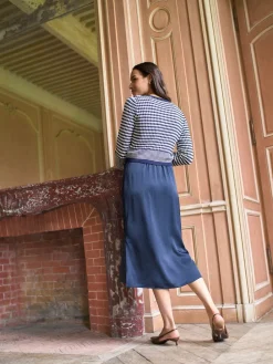 Seraphine Navy & White Maternity & Nursing Knit Top Dress Sale