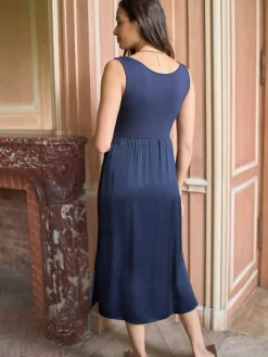 Seraphine Navy & White Maternity & Nursing Knit Top Dress Sale