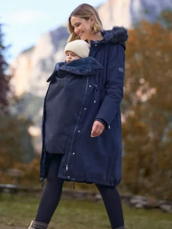 Seraphine Navy Blue Premium Sub-Zero Down Filled 3-In-1 Maternity & Babywearing Parka Hot