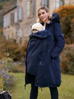 Seraphine Navy Blue Premium Sub-Zero Down Filled 3-In-1 Maternity & Babywearing Parka Hot