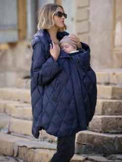 Seraphine Navy Lightweight Quilted 3 in 1 Maternity & Babywearing Coat Best