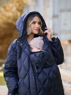 Seraphine Navy Lightweight Quilted 3 in 1 Maternity & Babywearing Coat Best