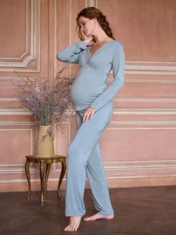 Seraphine Sage Green Maternity & Nursing Super Soft Bamboo Jersey Pyjamas 2 Piece Set Online