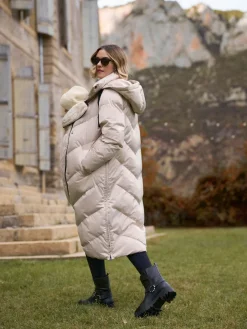 Seraphine Long 3-In-1 Maternity & Babywearing Puffa Coat Taupe Grey Best