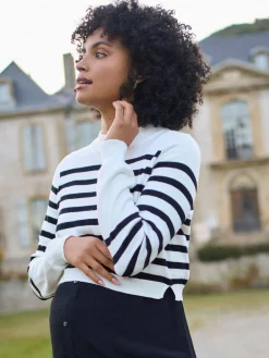 Seraphine White & Black Stripe Maternity & Nursing Knit Top Dress Online