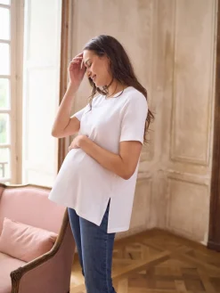 Seraphine Maternity Short Sleeve Cotton Modal T-Shirt White Outlet