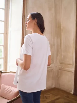 Seraphine Maternity Short Sleeve Cotton Modal T-Shirt White Outlet