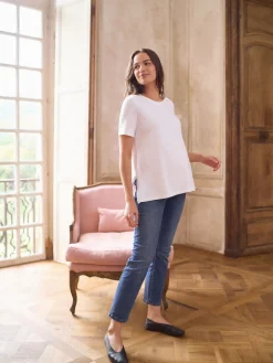 Seraphine Maternity Short Sleeve Cotton Modal T-Shirt White Outlet