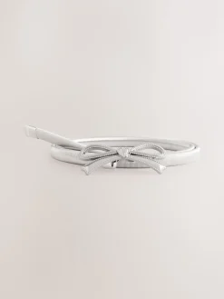 Next Skinny Stretch Belt Silver Bow Sale