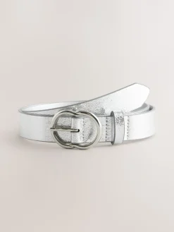Next Regular PU Belt Silver Crackle Online