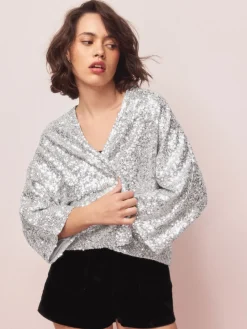 Next Sequin Jacket Silver Best