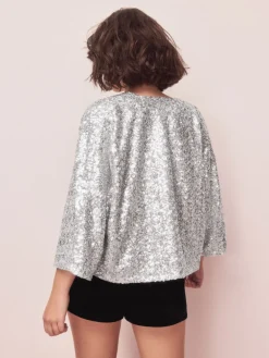 Next Sequin Jacket Silver Best