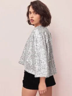 Next Sequin Jacket Silver Best