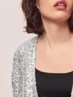 Next Sequin Jacket Silver Best