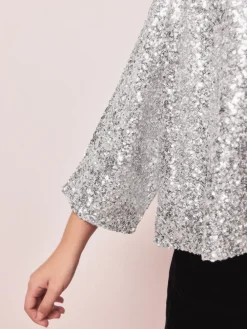 Next Sequin Jacket Silver Best