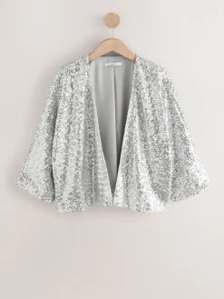 Next Sequin Jacket Silver Best