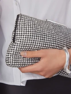 Next Sparkle Clutch Bag Silver Clearance