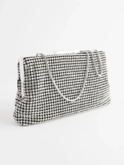 Next Sparkle Clutch Bag Silver Clearance
