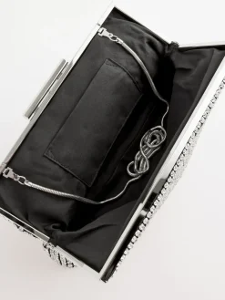 Next Sparkle Clutch Bag Silver Clearance