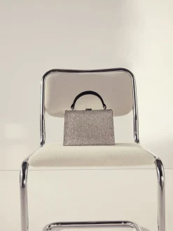 Next Silver Sparkle Hand Held Bag Outlet