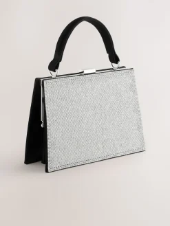Next Silver Sparkle Hand Held Bag Outlet