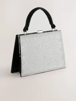 Next Silver Sparkle Hand Held Bag Outlet