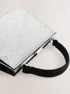 Next Silver Sparkle Hand Held Bag Outlet