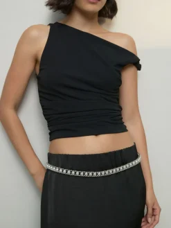 Next Chain Belt Silver Tone Pearl Bead Hot