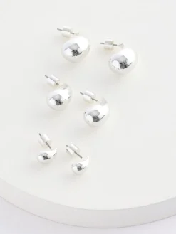 Next Teardrop Earrings 3 Pack Silver Tone