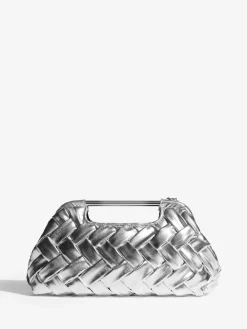 Lipsy Weave Grab Handle Clutch Bag Silver Hot