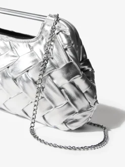 Lipsy Weave Grab Handle Clutch Bag Silver Hot