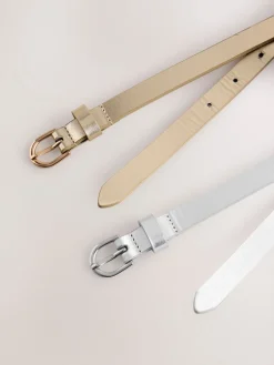 Next PU Skinny Belts 2 Pack Silver/Gold Hot