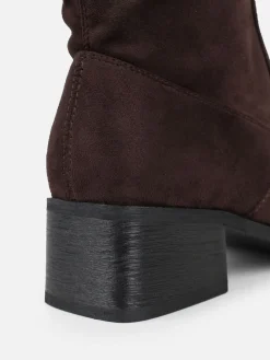 Simmi London Xander Knee High Heeled Stretch Boots Brown