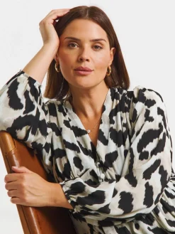 Simply Be V-Neck Button Through Midi Dress Animal