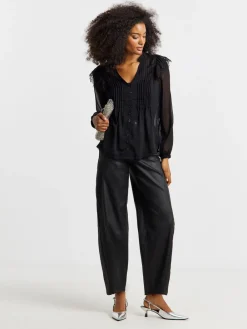 Simply Be Black Coated Barrel Jeans Outlet