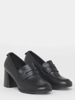 Simply Be Black Extra Wide Fit Vintage Loafer On Platform Heel Sale