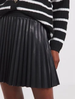 Simply Be Black PU Pleated Mini Skirt Clearance