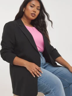 Simply Be Black Single Breasted Relaxed Blazer New