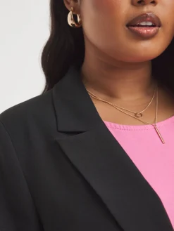 Simply Be Black Single Breasted Relaxed Blazer New