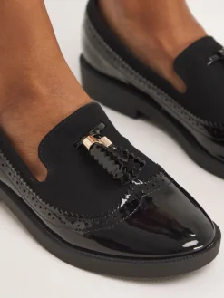 Simply Be Black Tassel Trim Slipper Cut Loafers In Extra Wide Fit Online