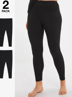 Simply Be Black Thermal Leggings 2 Pack Discount