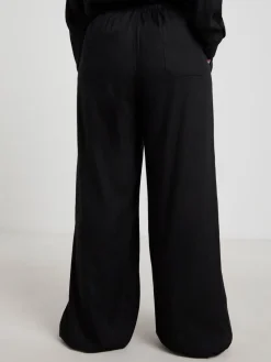 Simply Be Tie Waist Wide Leg Linen Mix Trousers Black Online