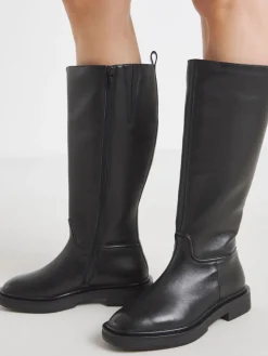Simply Be Wide Fit Leather Knee High Riding Boots Black Best
