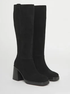 Simply Be Black Wide Fit Block Heel Knee High Boots Outlet