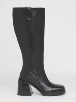 Simply Be Black Wide Fit Block Heel Knee High Boots New