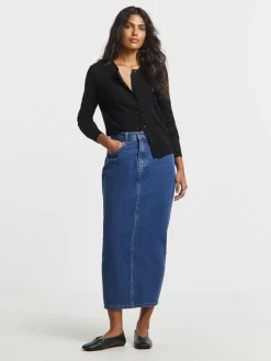 Simply Be Blue Mid Wash Maxi Skirt